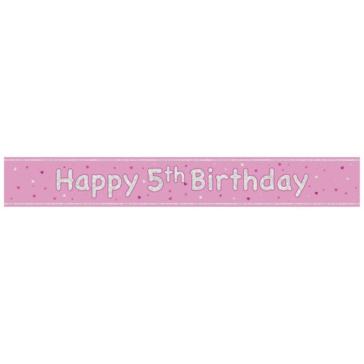 Glitz Pink Age 5 Prism Foil Banner 9 ft