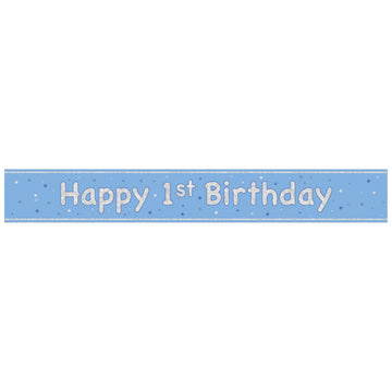 Glitz Blue Age 1 Prism Foil Banner 9 ft