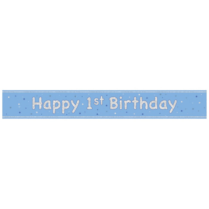 Glitz Blue Age 1 Prism Foil Banner 9 ft
