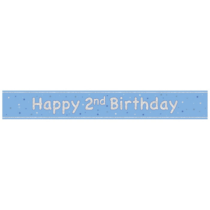 Glitz Blue Age 2 Prism Foil Banner 9 ft