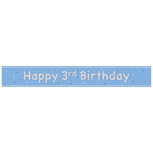 Glitz Blue Age 3 Prism Foil Banner 9 ft