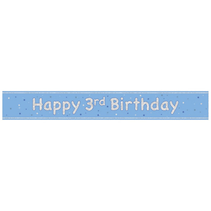 Glitz Blue Age 3 Prism Foil Banner 9 ft