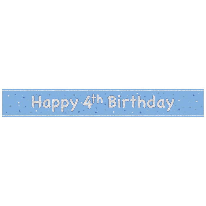 Glitz Blue Age 4 Prism Foil Banner 9 ft