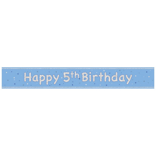 Glitz Blue Age 5 Prism Foil Banner 9 ft