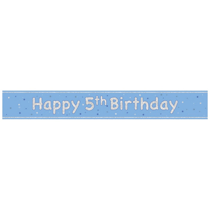 Glitz Blue Age 5 Prism Foil Banner 9 ft