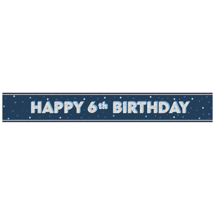 Glitz Blue Age 6 Prism Foil Banner 9 ft