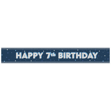 Glitz Blue Age 7 Prism Foil Banner 9 ft