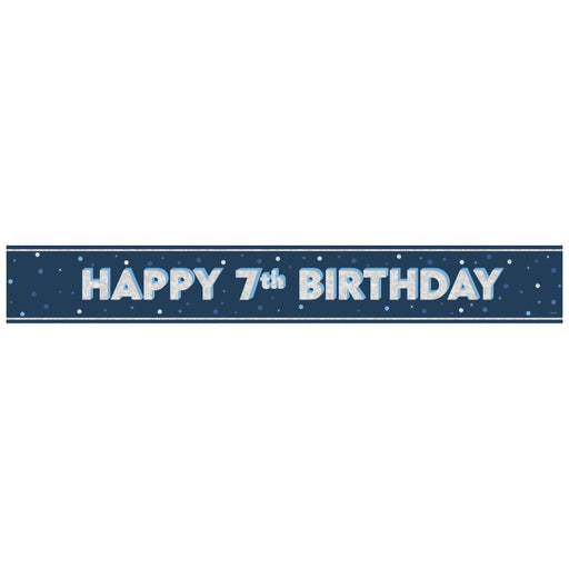 Glitz Blue Age 7 Prism Foil Banner 9 ft