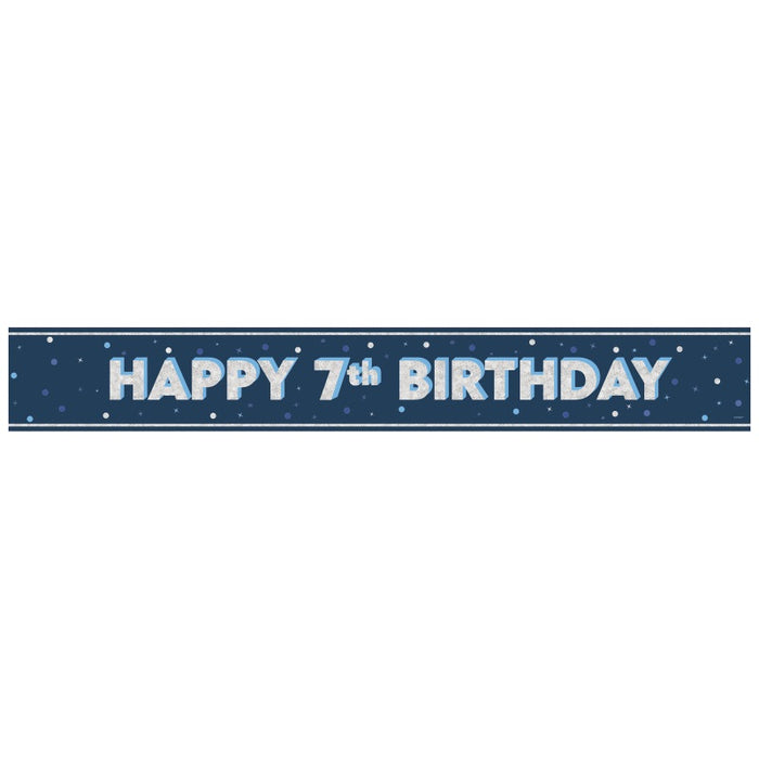 Glitz Blue Age 7 Prism Foil Banner 9 ft