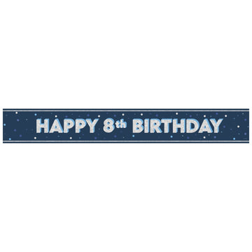 Glitz Blue Age 8 Prism Foil Banner 9 ft