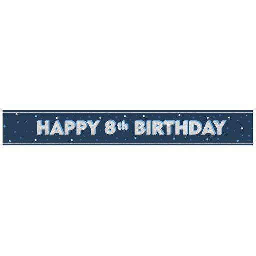 Glitz Blue Age 8 Prism Foil Banner 9 ft