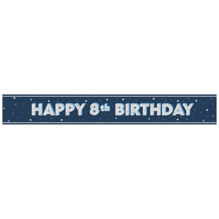 Glitz Blue Age 8 Prism Foil Banner 9 ft