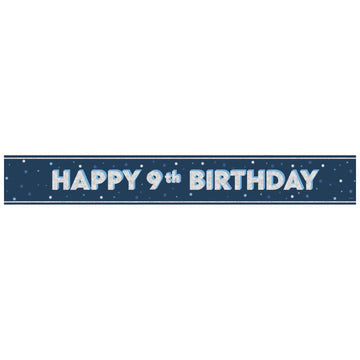 Glitz Blue Age 9 Prism Foil Banner 9 ft