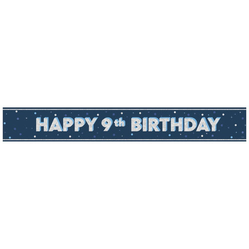 Glitz Blue Age 9 Prism Foil Banner 9 ft
