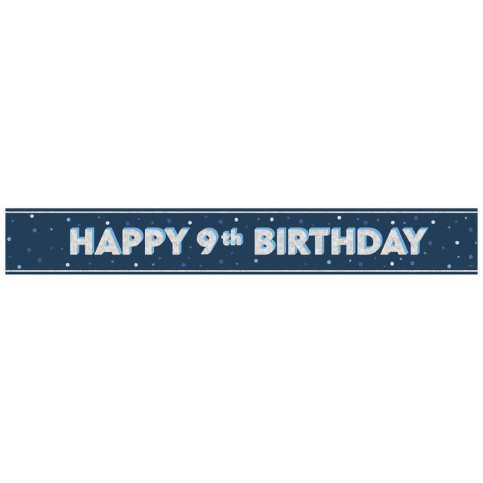 Glitz Blue Age 9 Prism Foil Banner 9 ft
