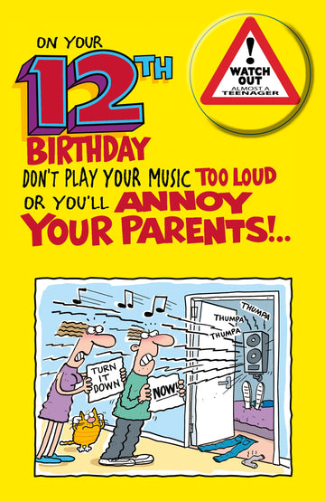 Giggles | Birthday Card 12 Year Boy Juv | Happy Birthday Gifts | With Envelope