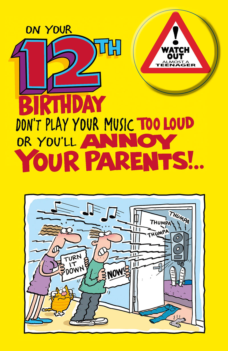 Giggles | Birthday Card 12 Year Boy Juv | Happy Birthday Gifts | With Envelope