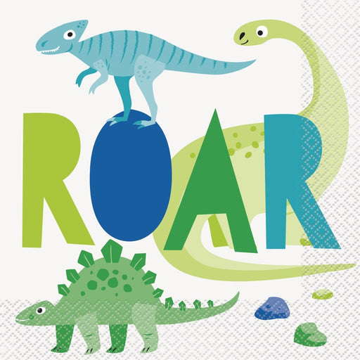 Blue & Green Dinosaur Luncheon Napkins 16 Pack