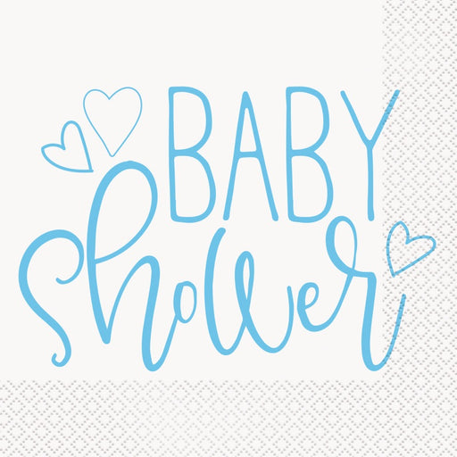 Blue Hearts Baby Shower Luncheon Napkins 16 Pack
