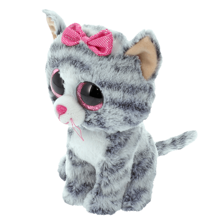 Ty Beanie Boos Regular - Kiki the Grey Cat soft toy - side