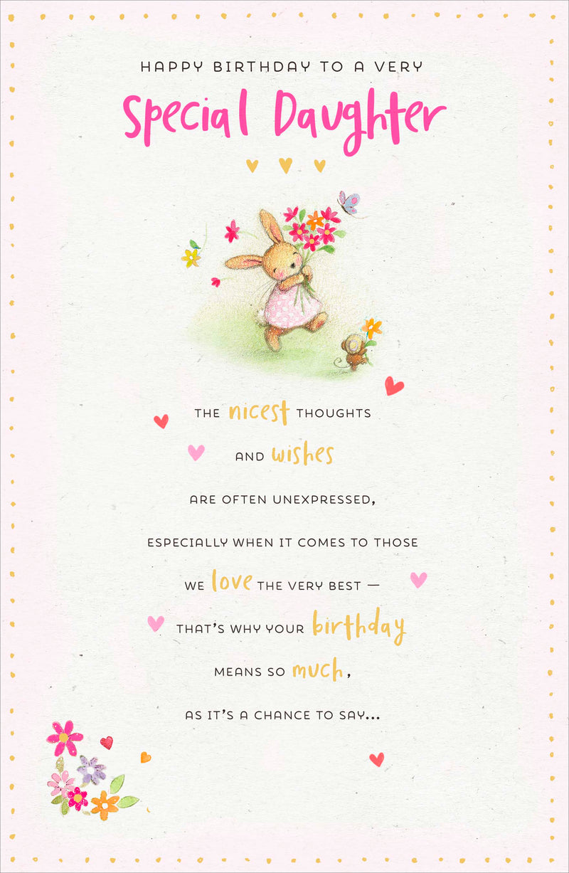 Cotton | Birthday Card Daughter Cute | Happy Birthday Gifts | Her, Girls, Women | With Envelope