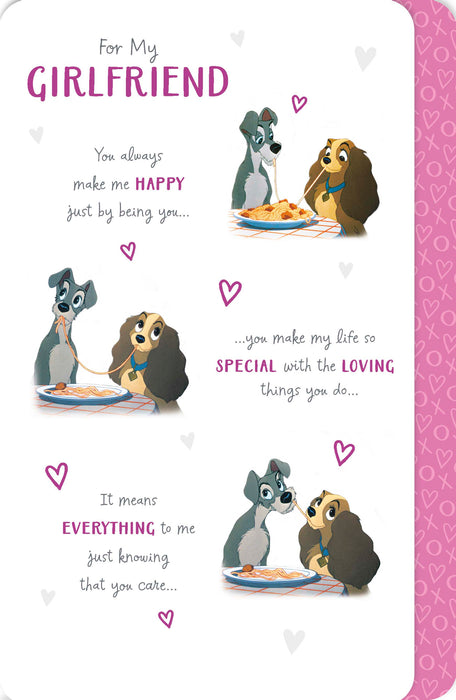 Disney Lady And The Tramp Birthday Card for Girlfriend, Cute Design
