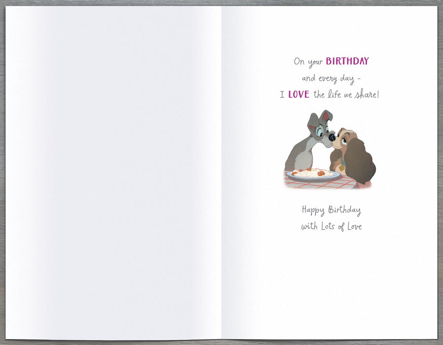 Disney Lady And The Tramp Birthday Card for Girlfriend, Cute Design