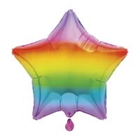 Gradient Rainbow Star Shaped 20" Foil Balloon Packaged (Optional Helium Inflation)