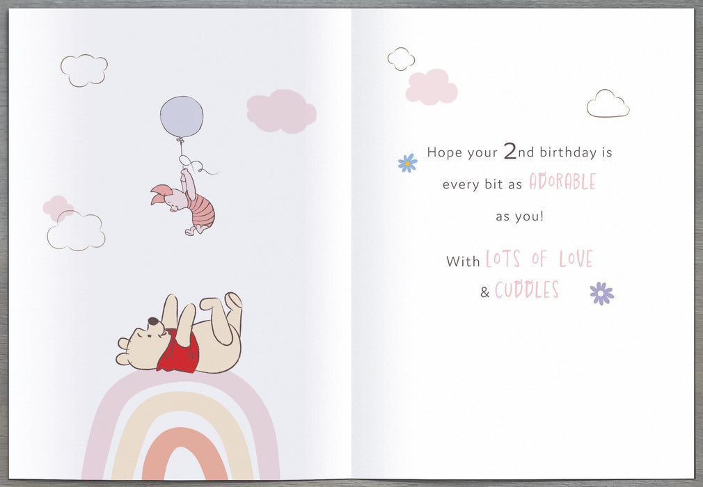 Disney Winnie the Pooh Birthday Card for 2nd, Cute Design