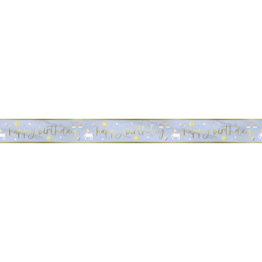 Dainty Unicorn "Happy Birthday" Foil Banner 9 ft - Long Fold