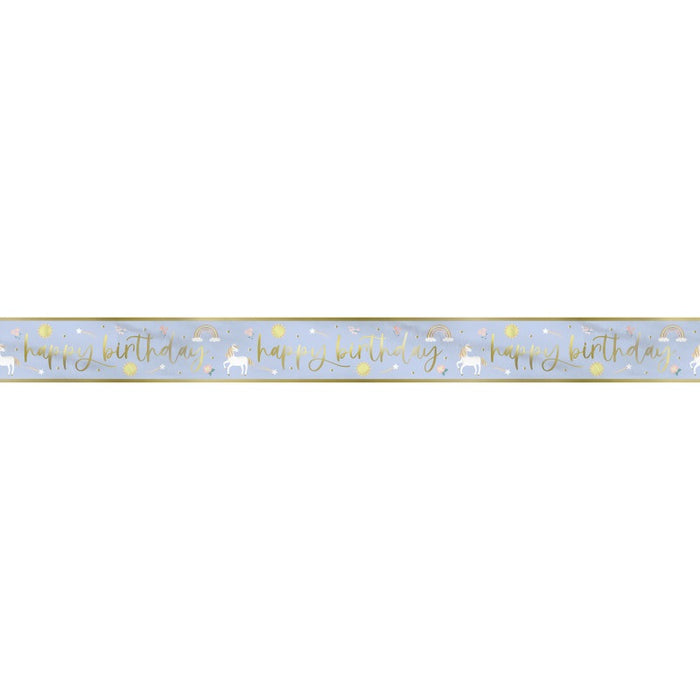 Dainty Unicorn "Happy Birthday" Foil Banner 9 ft - Long Fold