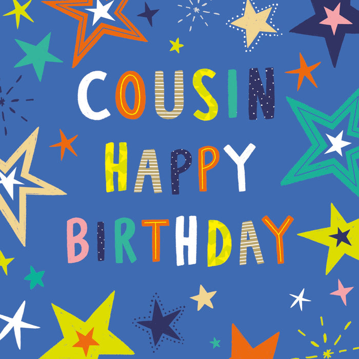 Kindred Party Poppers | Birthday Card Cousin | Conventional Design | With Envelope