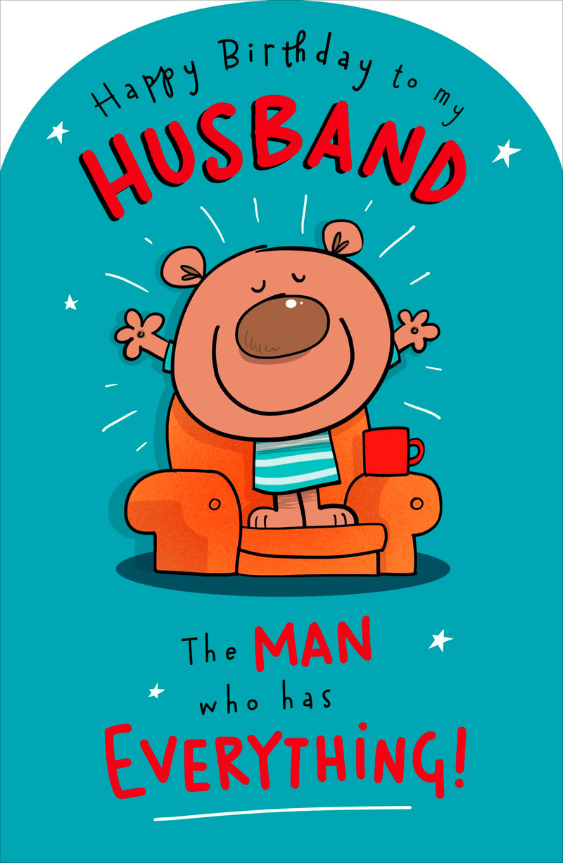 Giggles | Birthday Card Husband Hum | Happy Birthday Gifts | Him, Boys, Men | With Envelope