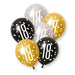6 Pack Glitz Black Number 18 Assorted Platinum & Pearl Premium 12" Latex Balloons (Optional Helium Inflation)
