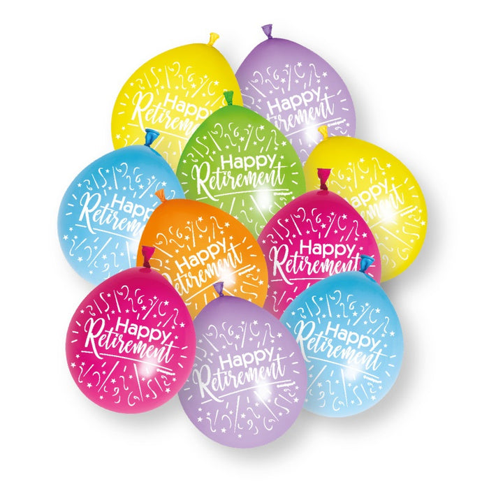 10 Pack Happy Retirement 9" Latex Balloons