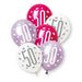 6 Pack Glitz Pink Number 50 Pearl Premium 12" Latex Balloons (Optional Helium Inflation)