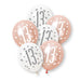 6 Pack Glitz Rose Gold Number 13 Assorted Platinum & Pearl Premium 12" Latex Balloons (Optional Helium Inflation)