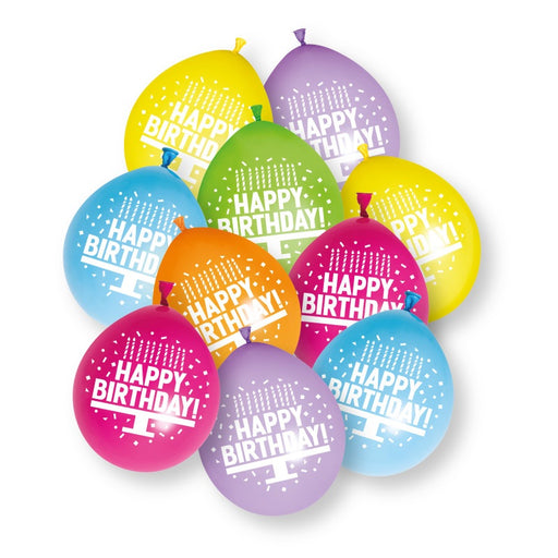 10 Pack Happy Birthday 9" Latex Balloons
