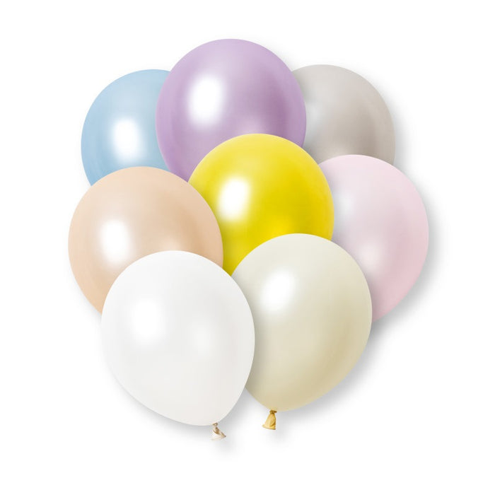 8 Pack Assorted Pastels Pearl Premium 12" Latex Balloons