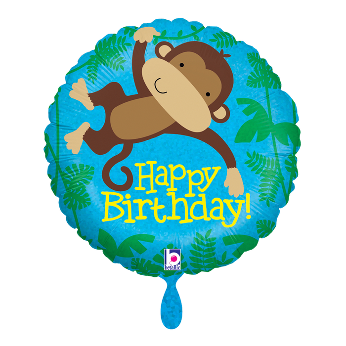 Happy Birthday Monkey 18" Foil Balloon (Optional Helium Inflation)