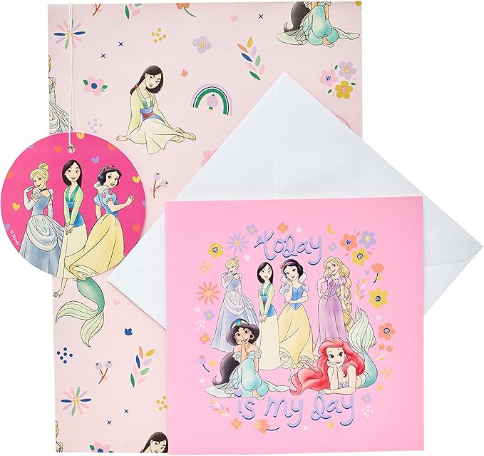 Disney Princess Packaged Wrap - UK Greetings Disney Wrap, Card and Tag Pack Bundle 688966-0-1