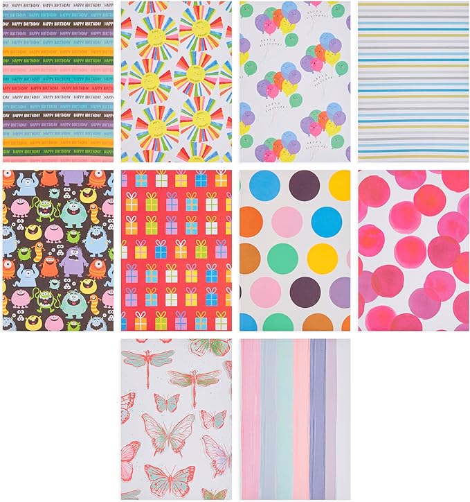 UK Greetings Multipack of 20 Assorted Gift Wrap Sheets - for Birthdays and Other Events - Includes Keepsake Box