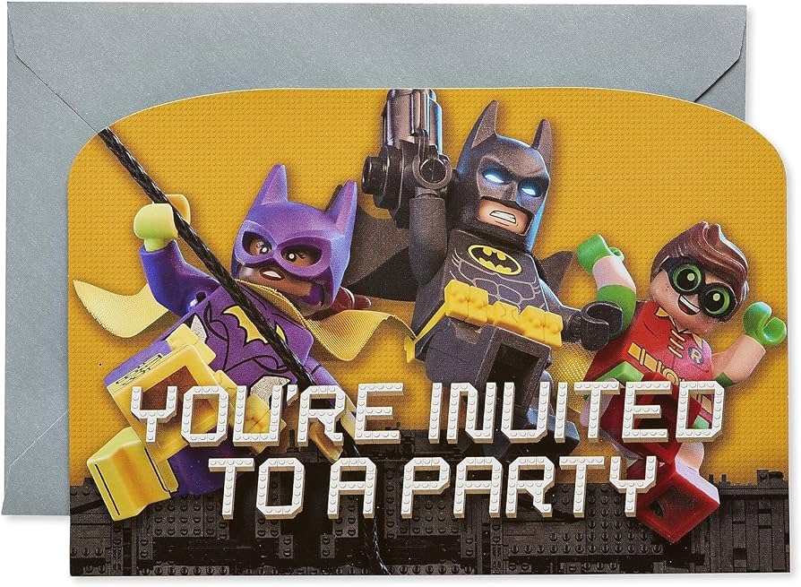 Lego Batman Party Invite Postcards, 8ct