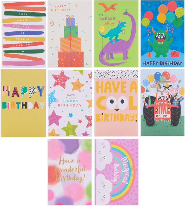 UK Greetings Multipack of 30 Assorted Birthday Cards for Him/Her/Kids - Bright Designs - Includes Keepsake Box