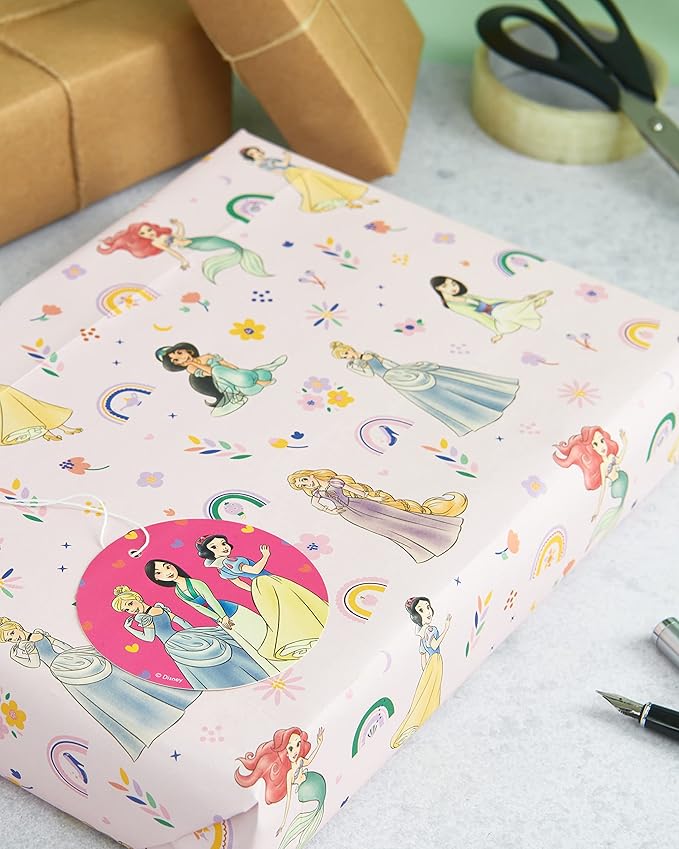 Disney Princess Packaged Wrap - UK Greetings Disney Wrap, Card and Tag Pack Bundle 688966-0-1