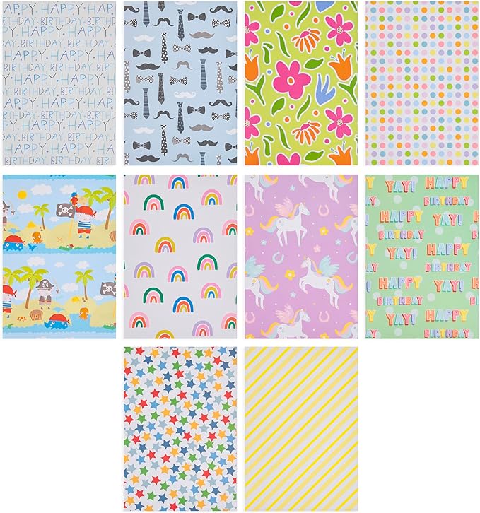 UK Greetings Multipack of 20 Assorted Gift Wrap Sheets - for Birthdays and Other Events - Includes Keepsake Box