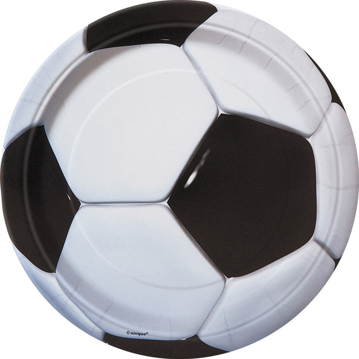 3D Soccer Round 9" Dinner Plates 8 Pack
