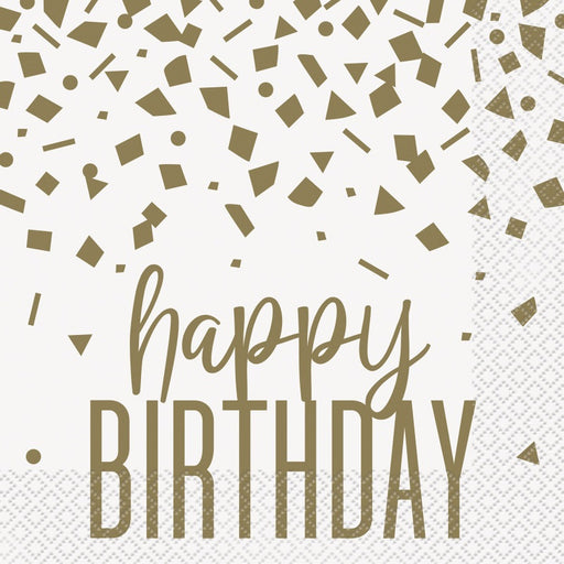 Confetti Gold Birthday Luncheon Napkins 16 Pack