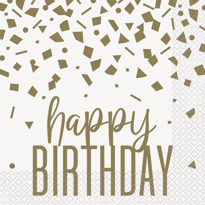 Confetti Gold Birthday Luncheon Napkins 16 Pack