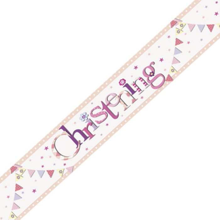 Christening Strip Banner (Pink Bunting)